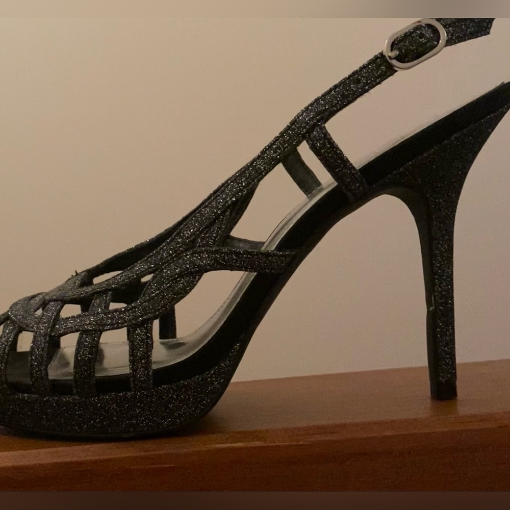 “Nina” Shoes Sparkling Black Heels with “Touch of Nina insoles”